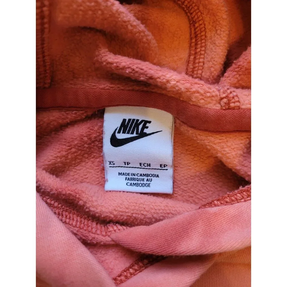 Nike Kids XS Orange Red Tie Dye Pullover Hoodie Tonal Swoosh Sweatshirt